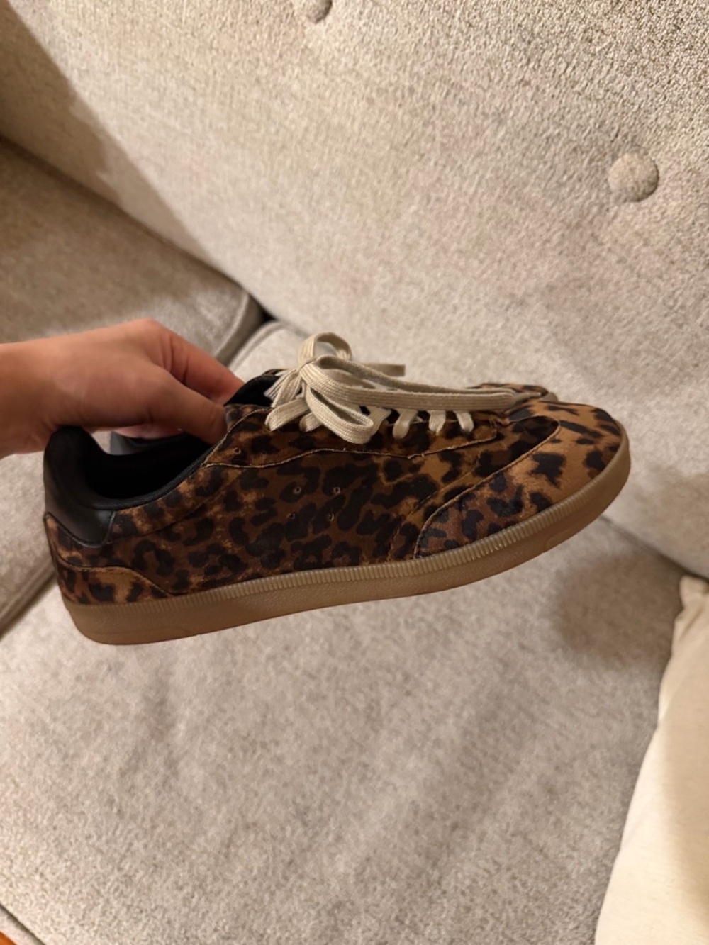 H&M Leopard Print Low-Top Sneakers in Brown and Black